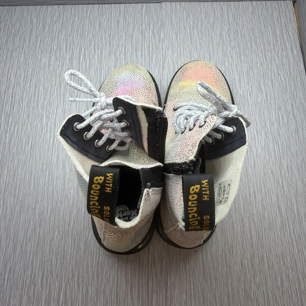 Dr Martens 1460 Pascal J Youth Boots‎ Iridescent Glitter Rainbow Lace Up Girls 2